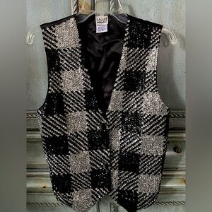 Black and Silver Sequin Vest
